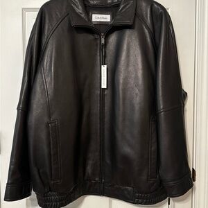 Calvin Klein Men's Black Leather Jacket
